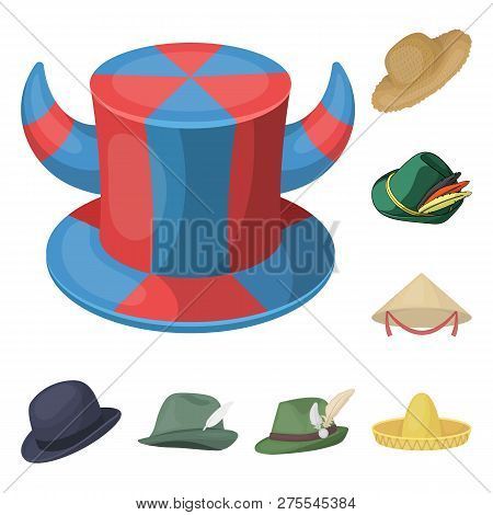 Vector Illustration Of Hat And Cap Symbol. Set Of Hat And Model Stock Vector Illustration.
