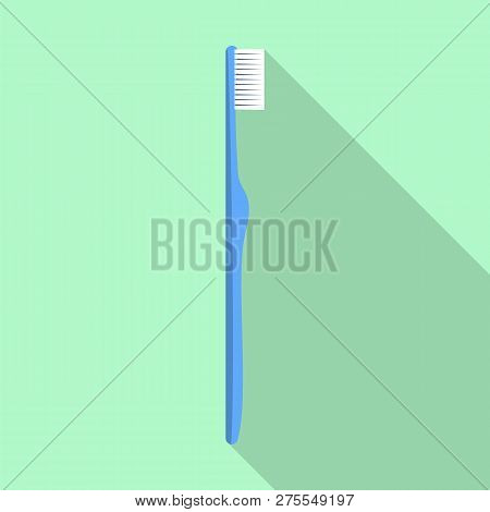 Blue Kid Toothbrush Icon. Flat Illustration Of Blue Kid Toothbrush Icon For Web Design
