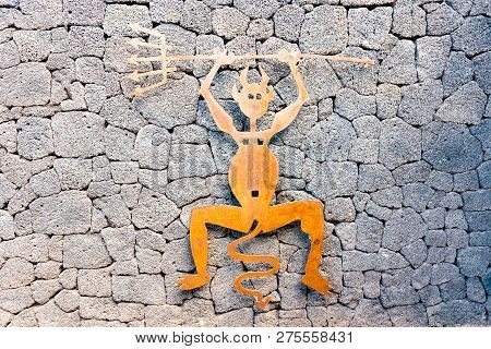 Timanfaya Devil - Made Of Oxidized Iron A Symbol Of Timanfaya National Park, Lanzarote, Canary Islan