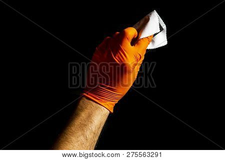 Car Polish Wax Worker Hands Polishing Car. Buffing And Polishing Vehicle With Ceramic. Car Detailing
