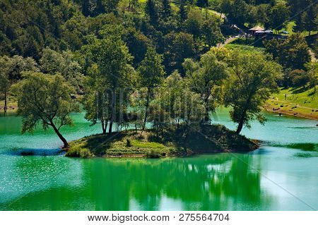 Lake Tenno A Mountain Lake In Italy At Tenno In Trentino