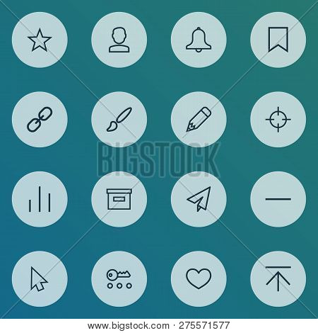 User Icons Line Style Set With Love, Key, Origami And Other User Elements. Isolated Vector Illustrat