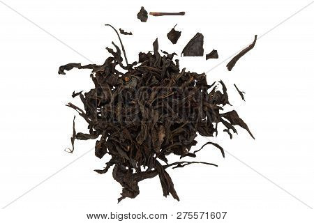 Heap Of Black Tea On White Background
