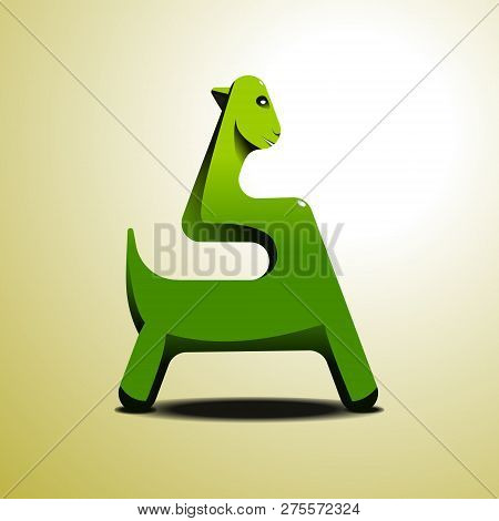 Stylized Green Dinosaur Can Be Used As An Illustration Or Logo