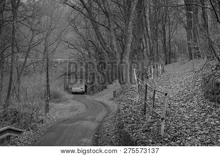 Paths Leading To Oparenske Udoli Valley Or Train Station In Forest On 19Th December 2018 In Czech Ce