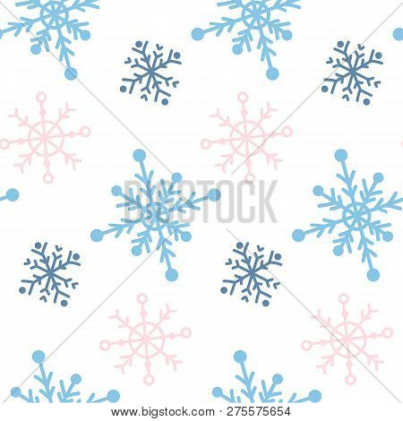 Vector Seamless Paattern With Snowlakes. Winter Background.