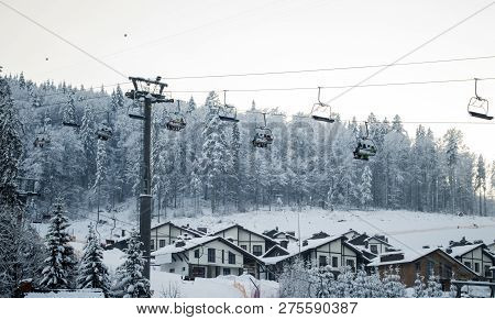 Ski Lift Bukovel Ski Resort, Mountain Theme And Sports, Ski Track 2a