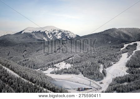 The Beautiful Mountain Resort Of Bukovel, The Theme Of Mountain Sports, Skiing, Bukovel, Carpathian 