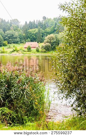 View Through Summer Flora On Country Village Cabin On The Coast Of Nemun River In Nemun National Par
