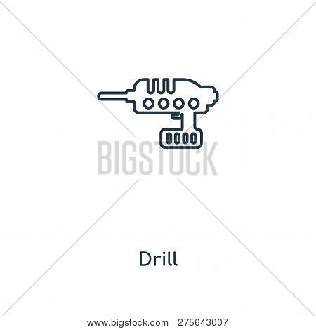 Drill Icon In Trendy Design Style. Drill Icon Isolated On White Background. Drill Vector Icon Simple