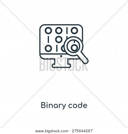 Binary Code Icon In Trendy Design Style. Binary Code Icon Isolated On White Background. Binary Code 