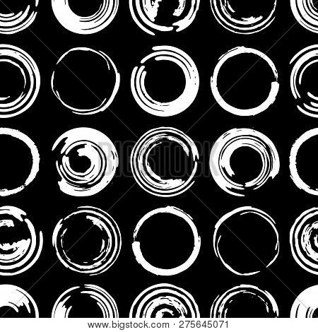 Abstract Seamless Spotted Pattern. Ink Illustration. Grunge Stained Elements. Stock Vector.
