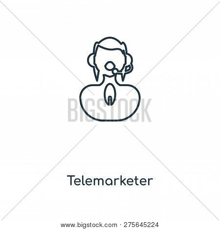 Telemarketer Icon In Trendy Design Style. Telemarketer Icon Isolated On White Background. Telemarket