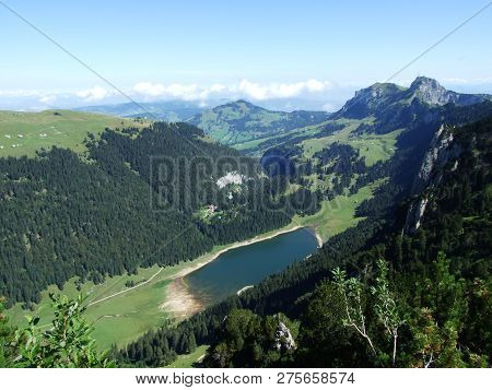 Alpine Lake Fahlensee In Mountain Range Alpstein - Canton Of Appenzell Innerrhoden, Switzerland