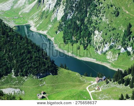Alpine Lake Fahlensee In Mountain Range Alpstein - Canton Of Appenzell Innerrhoden, Switzerland