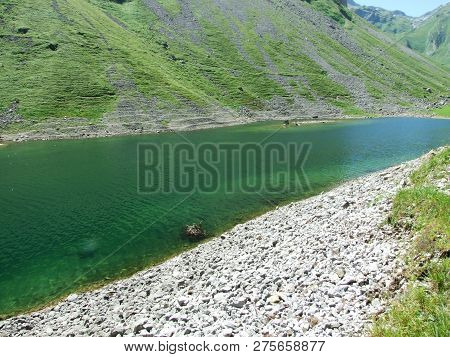 Alpine Lake Fahlensee In Mountain Range Alpstein - Canton Of Appenzell Innerrhoden, Switzerland