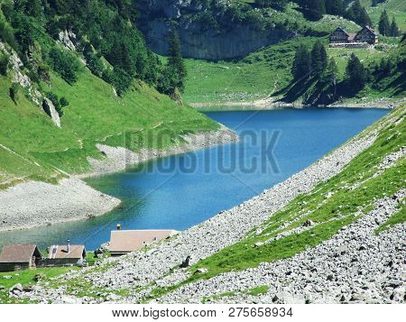 Alpine Lake Fahlensee In Mountain Range Alpstein - Canton Of Appenzell Innerrhoden, Switzerland