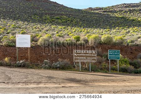 Matjiesrivier, South Africa, August 27, 2018: Information Boards At The Entrance To The Red Cederber