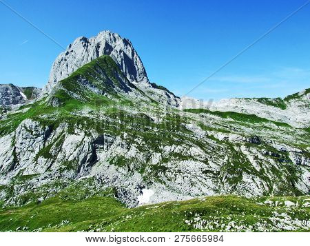 View To The Peaks Fahlenalp Over The Fahlensee Lake In The Mountain Mass Alpstein - Canton Of Appenz