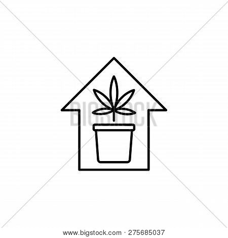 House, Home, Marijuana Outline Icon. Can Be Used For Web, Logo, Mobile App, Ui, Ux