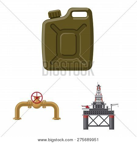 Vector Illustration Of Oil And Gas Symbol. Set Of Oil And Petrol Stock Symbol For Web.