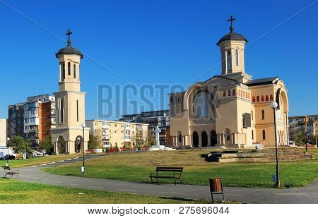 Orthodox cathedral in 23 August Park of Arad, Romania, Europe