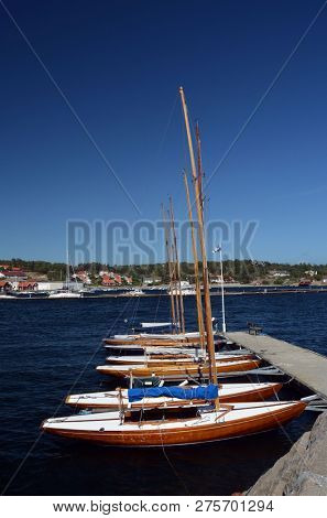 Marina of the Norwegian fishing town Hvaler . June 19,2018. Hvaler,Norway