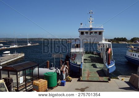 Marina of the Norwegian fishing town Hvaler . June 19,2018. Hvaler,Norway