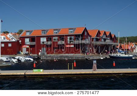 Marina of the Norwegian fishing town Hvaler . June 19,2018. Hvaler,Norway