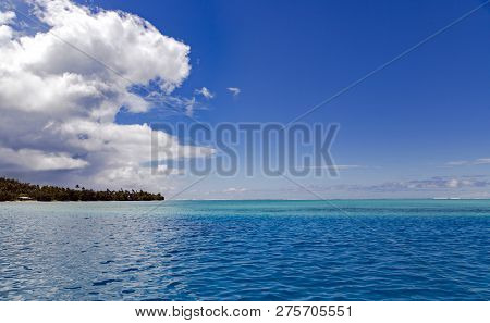 Beautiful Blue Lagoon Near The Island Of Tahaa  In The Leeward Group Of The Society Islands Of Frenc