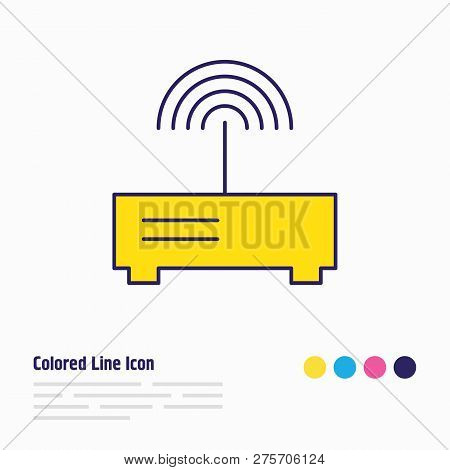 Vector Illustration Of Modem Icon Colored Line. Beautiful Notebook Element Also Can Be Used As Route
