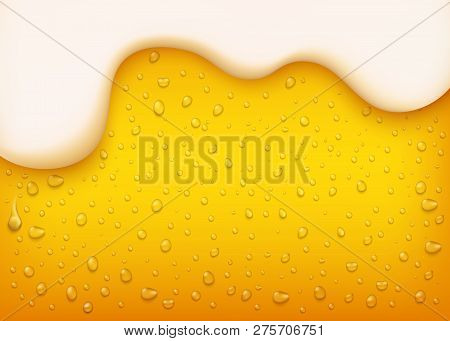 Vector Lager Beer Background With White Foam