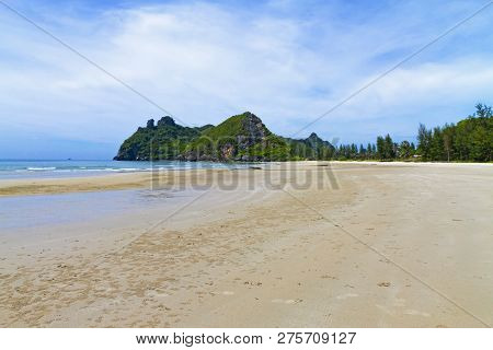 Beach Sand And Green Nature At Baan Koh Teap Beach At Chumphon Province Thailand Is Famous For Trave