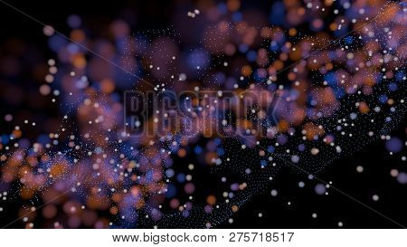 Wave Of Particles. Futuristic Red Dots Background With A Dynamic Wave. Big Data. 3d Rendering.