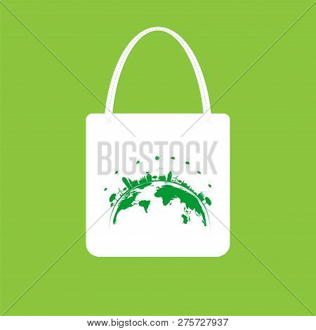 Ecology Concept,eco-friendly Fabric Bag Ideas.vector Illustration
