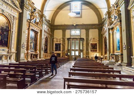 Siena, Italy - October 02, 2018: Interior Of Chiesa Di San Martino Is Roman Catholic Church In Siena
