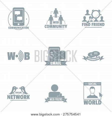 Meshwork Logo Set. Simple Set Of 9 Meshwork Logo For Web Isolated On White Background