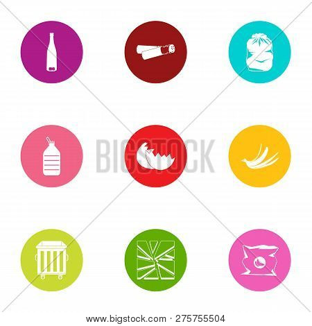 Residue Icons Set. Flat Set Of 9 Residue Icons For Web Isolated On White Background