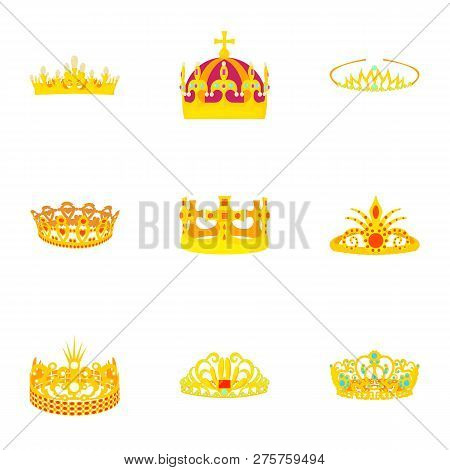 Princely Icons Set. Cartoon Set Of 9 Princely Icons For Web Isolated On White Background