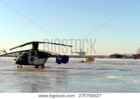 Moscow, Russia - November 23, 2016:helicopters On The Airfield Near Moscow Myachkovo
