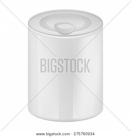 Tin Can Of Olive Mockup. Realistic Illustration Of Tin Can Of Olive Mockup For Web Design Isolated O