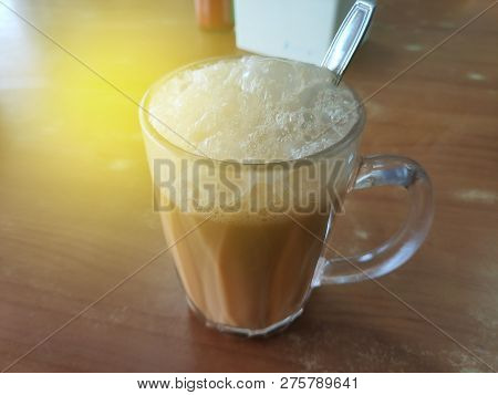 Selective Focus Of Tea With Milk In A Mug Or Popularly Known As Teh Tarik In Malay Language