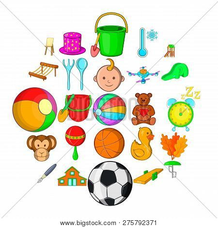Plaything Icons Set. Cartoon Set Of 25 Plaything Icons For Web Isolated On White Background