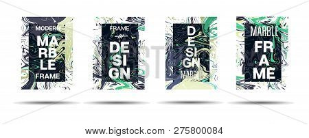 Dynamic Marble Texture Vector Frame Design. Liquid Paint Futuristic Suminagashi Ad, Music Poster, Mo