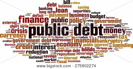 Public Debt Word Cloud Concept. Vector Illustration On White