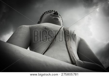 Big Buddha Image With Black And White Tone.
