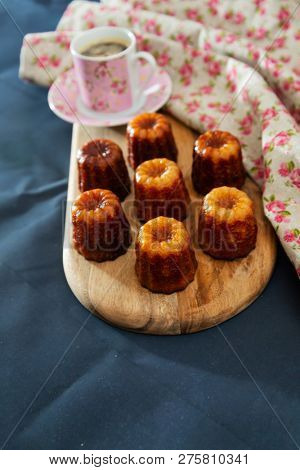 Canele is a small French pastry with rum and vanilla 