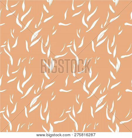 Abstract Seamless Floral Bamboo Pattern. White Ornament On Brown. Design Element Stock Vector Illust