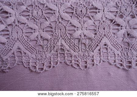 Close View Of Pink Viscose Fabric With Lace