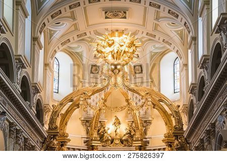 Quebec City, Canada - May 19, 2018: Interior Of Notre-dame De Quebec Basilica-cathedral; Quebec City